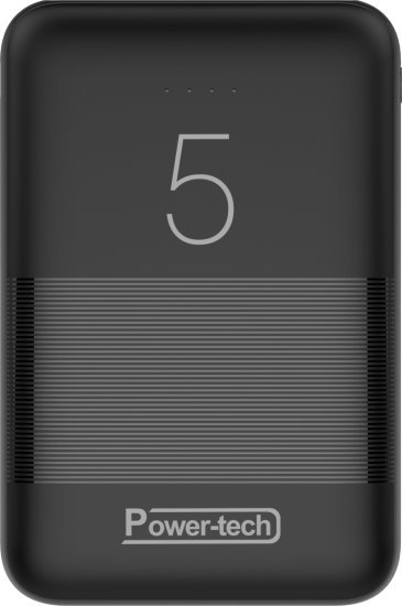 סוללת גיבוי Power-Tech PB-5 5000mAh 2xUSB-A+USB-C - צבע שחור