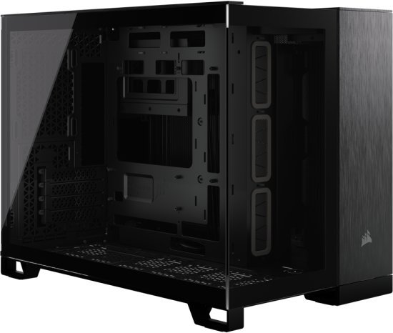 מארז ללא ספק Corsair 2500X Tempered Glass Micro ATX Dual Chamber - צבע שחור / שחור אלומיניום