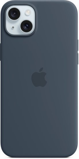 כיסוי סיליקון מקורי ל-Apple iPhone 15 Plus עם חיבור MagSafe - צבע Storm Blue
