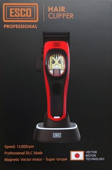 מכונת תספורת מקצועית מגנטית ESCO  - צבע שחור / אדום