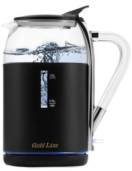 קומקום זכוכית 1.7 ליטר Gold Line EASY FILLING ATL-773B 2000W - צבע שחור