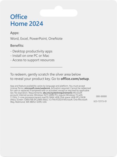 אופיס Retail ללא דיסק התקנה Microsoft Office Home 2024 - רשיון למחשב אחד - שפה עברית