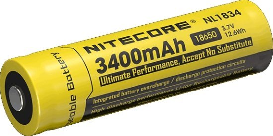 סוללת נטענת 18650 בנפח 3400mAh מבית Nitecore
