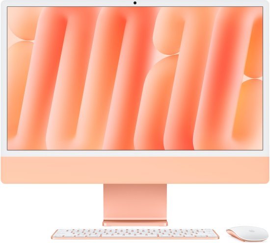 מחשב Apple iMac 24 Inch M4 Chip 10-Core CPU 10-Core GPU 256GB Storage 16GB RAM - דגם Z1EV000CV - צבע כתום - Standard Glass