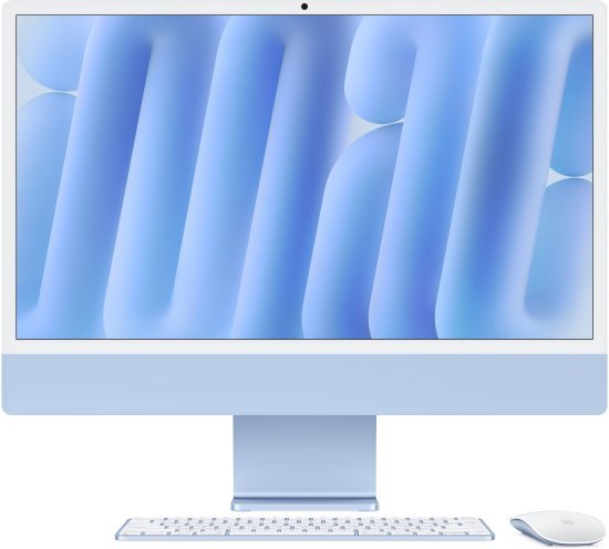 מחשב Apple iMac 24 Inch M4 Chip 10-Core CPU 10-Core GPU 512GB Storage 16GB RAM - דגם MWV33HB / A - צבע כחול - Standard Glass