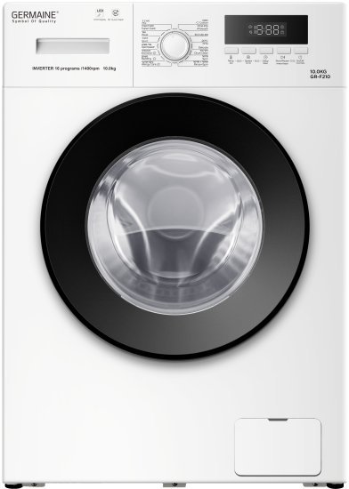 מכונת כביסה פתח חזית 10 ק''ג 1400 סל''ד Germaine GR-F210 - צבע לבן