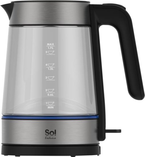 קומקום זכוכית חשמלי 1.7 ליטר Sol Exclucive Strix SL-7913 2200W - שקוף