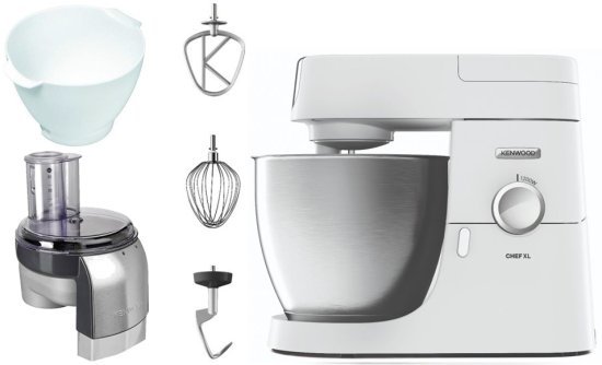 מיקסר שולחני 6.7 ליטר + קערה נוספת וקוצץ ירקות Kenwood Chef XL KVL4114W 1200W - צבע לבן
