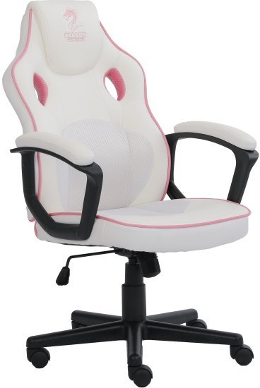 כיסא גיימינג בציפוי בד נושם Dragon Combat - צבע לבן / ורוד