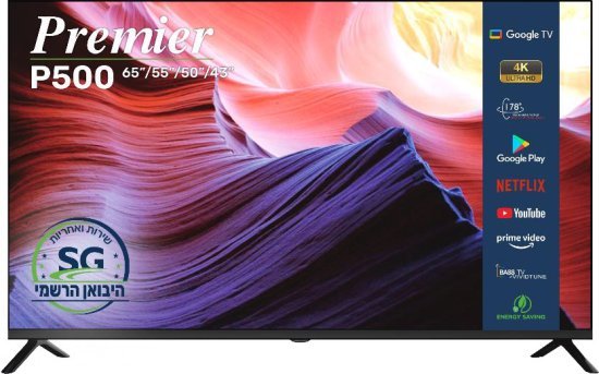 טלוויזיה חכמה ללא מסגרת ''Premier 4K UHD Google TV 50