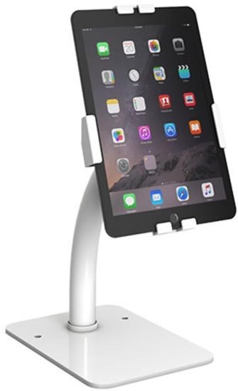 מעמד שולחני אוניברסלי עם מנגנון נעילה נגד גניבה לטאבלטים בגודל 7.9-11 אינץ' Brateck - צבע לבן