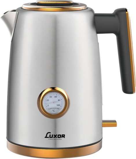 קומקום חשמלי מעוצב 1.7 ליטר 2200W דגם K046QT-BG מבית Luxor - צבע נירוסטה