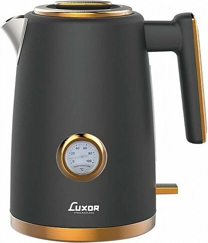 קומקום חשמלי מעוצב 1.7 ליטר 2200W דגם K046QT-BG מבית Luxor - צבע שחור / זהב