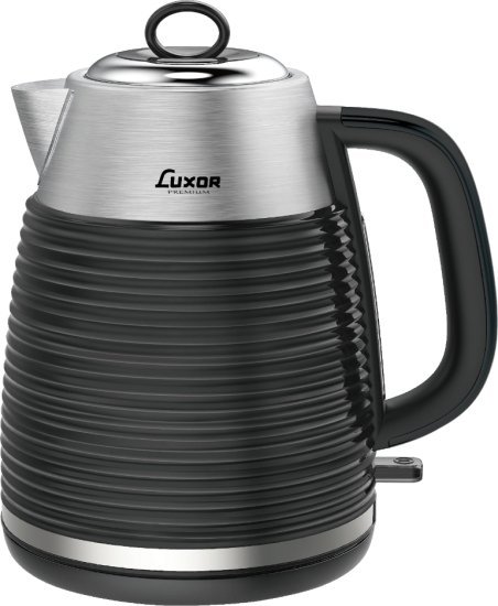 קומקום חשמלי 1.7 ליטר 2200W דגם K027FN מבית Luxor - צבע נירוסטה / שחור