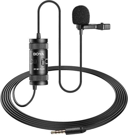 מיקרופון דש 3.5 Boya BY-M1 Pro II Universal Lavalier - צבע שחור