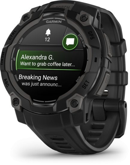 שעון חכם Garmin Instinct 3 AMOLED 45mm - צבע שחור עם רצועת סיליקון שחורה - כולל ממשק מלא בעברית - שנתיים אחריות יבואן רשמי על ידי רונלייט