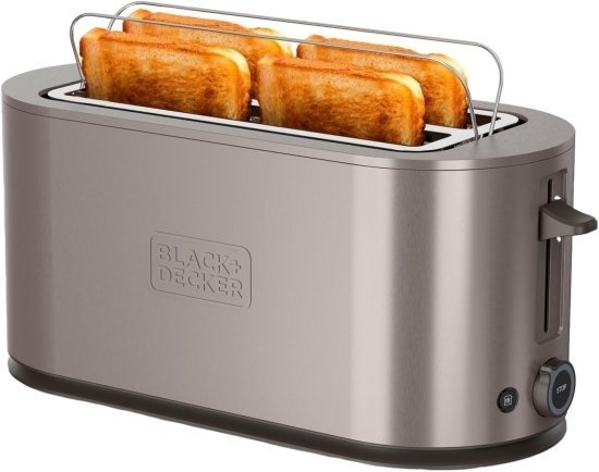 מצנם חשמלי יוקרתי 4 פרוסות רחב 1500W עם 7 דרגות השחמה ופונקציית הפשרה בגימור נירוסטה דגם BXTO1501E מבית Black+Decker – שנתיים אחריות יבואן רשמי