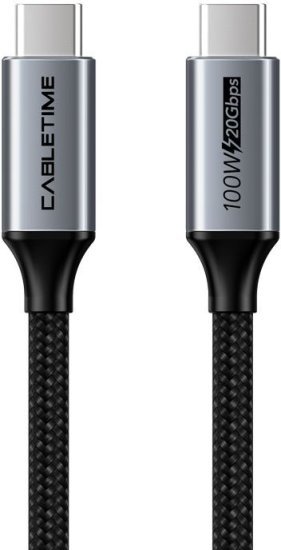 כבל USB-C ל-USB-C באורך 3 מטר Cable Time - צבע שחור