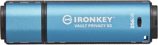 כונן זכרון נייד משולב הצפנה Kingston IronKey Vault Privacy 50 AES-256 Encrypted USB Type-A - נפח 256GB