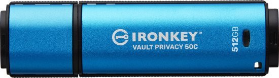 כונן זכרון נייד משולב הצפנה Kingston IronKey Vault Privacy 50C AES-256 Encrypted USB Type-C - נפח 512GB