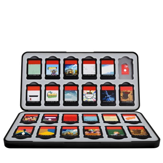מארז אחסון כרטיסי משחק Nintendo Switch מבית FUNLAB - עיצוב Zonai (Zelda) - צבע שחור / חום - 24 חריצים