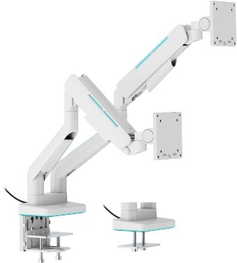 זרוע שולחן RGB לזוג מסכים בגדלים 17-35 אינץ' - 20 ק''ג מבית Brateck - צבע לבן