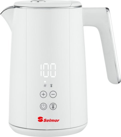 קומקום חשמלי דיגיטלי 1.5 ליטר Selmor SE-6650W 2200W - צבע לבן