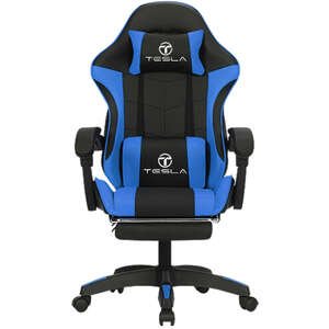 כיסא גיימינג Tesla 7008 כחול עם כרית עיסוי והדום נפתח