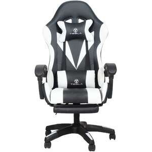 כיסא גיימינג Tesla 7001 לבן עם עיסוי והדום רגליים