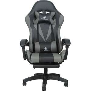 כיסא גיימינג Tesla 7001 אפור עם עיסוי והדום רגליים