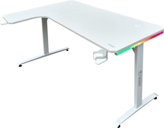 שולחן גיימינג פינתי שמאל מקצועי Dragon TL RGB - צבע לבן