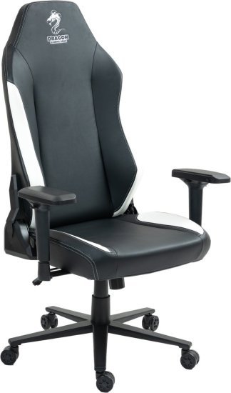 כיסא עבודה / גיימינג דמוי עור דגם ALP-BW סדרת Alpine מבית Dragon - צבע שחור / לבן
