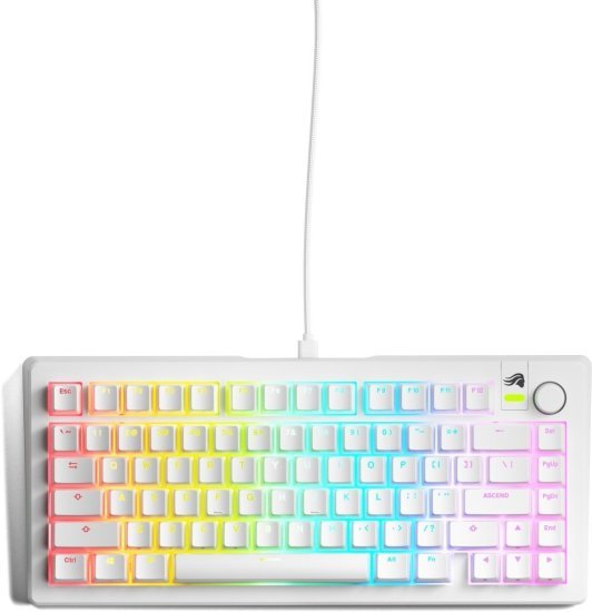 מקלדת גיימינג מכנית חוטית Glorious GMMK 3 Prebuilt 75 - צבע לבן