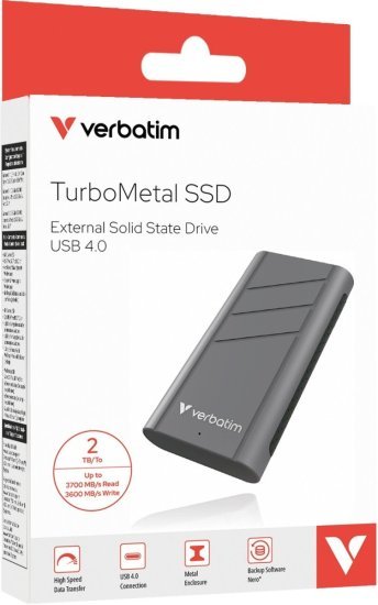 כונן SSD חיצוני בחיבור USB-C USB4 צבע אפור Verbatim - נפח 2TB