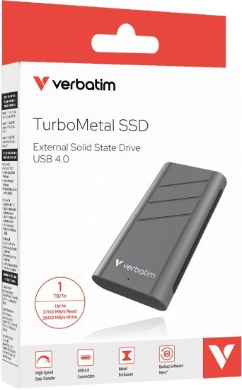 כונן SSD חיצוני בחיבור USB-C USB4 צבע אפור Verbatim - נפח 1TB