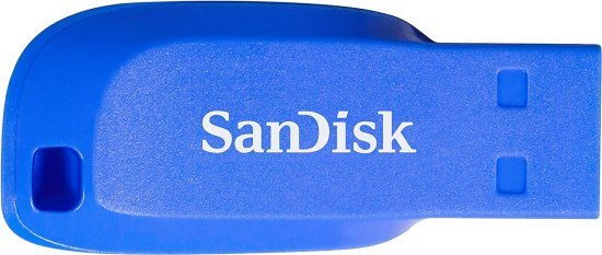 זיכרון נייד SanDisk Cruzer Blade - דגם SDCZ50C-064G-B35BE - נפח 64GB - צבע כחול