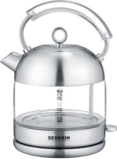 קומקום זכוכית רטרו מעוצב נפח 1.7 ליטר הספק 2400W דגם WK-3459 מבית Severin