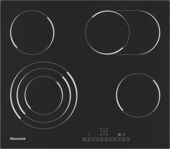 כיריים קרמיות 58 ס''מ 4 משטחי חימום 6800W דגם ND-7000 מבית Normande - זכוכית שחורה