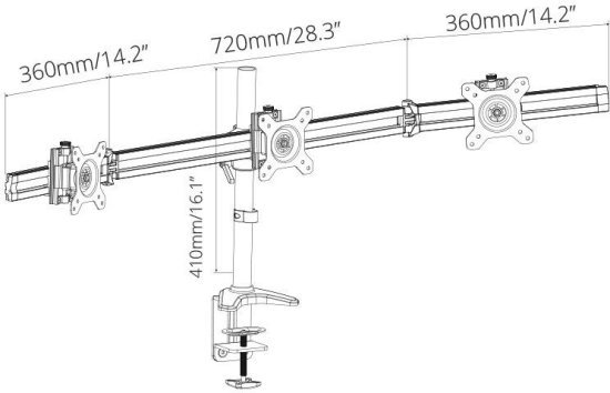 זרוע שולחנית משולשת למסכים עד 27 אינטש M3 מבית זרועות שיח