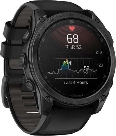 שעון טקטי חכם Garmin Tactix 8 51mm - צבע טיטניום DLC שחור עם רצועת ניילון בצבע שחור - כולל תמיכה מלאה בעברית - שנתיים אחריות יבואן רשמי על ידי רונלייט