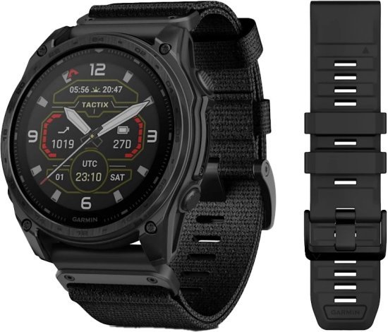 שעון טקטי חכם Garmin Tactix 8 Solar 51mm - צבע טיטניום DLC שחור עם רצועת ניילון בצבע שחור - כולל תמיכה מלאה בעברית - שנתיים אחריות יבואן רשמי על ידי רונלייט