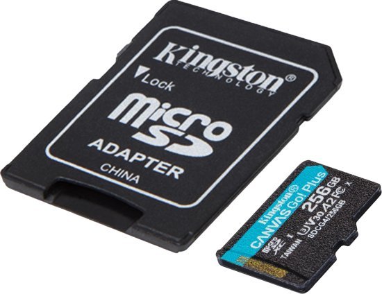 כרטיס זיכרון Kingston Micro SDXC Canvas Go Plus UHS-I SDCG4 / 256GB - נפח 256GB - עם מתאם SD