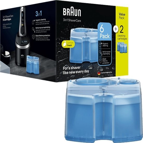 נוזל שטיפה למכונת גילוח בראון - 8 מחסניות Braun CCR6+2