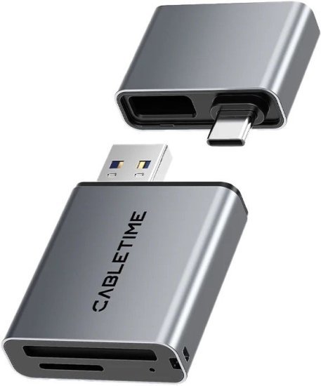 קורא כרטיסים  3 ב-1 USB-A 3.0 Type-C SD / MicroSD מבית Cable Time