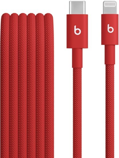 כבל עם ציפוי בד קלוע בחיבור USB-C ל- Lightning מבית Apple Beats - אורך 1.5 מטר - צבע Rapid Red