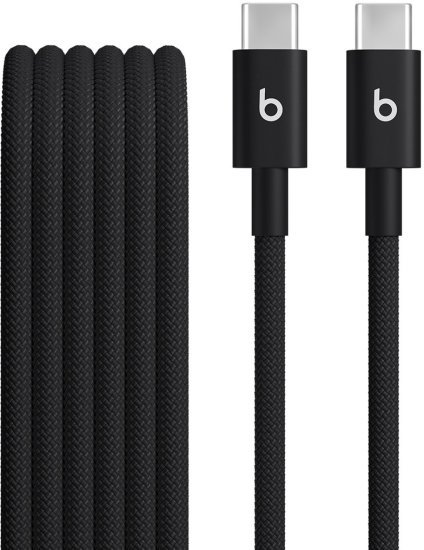 כבל עם ציפוי בד קלוע בחיבור USB-C ל- USB-C מבית Apple Beats - אורך 1.5 מטר - צבע Bolt Black (2 יחידות)