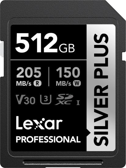 כרטיס זיכרון Lexar Professional Silver Plus SDXC UHS-I - נפח 512GB
