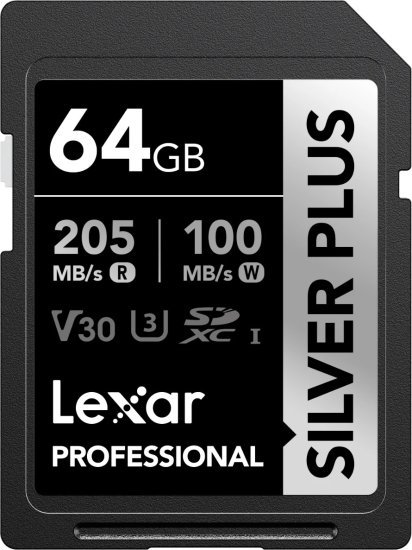 כרטיס זיכרון Lexar Professional Silver Plus SDXC UHS-I - נפח 64GB