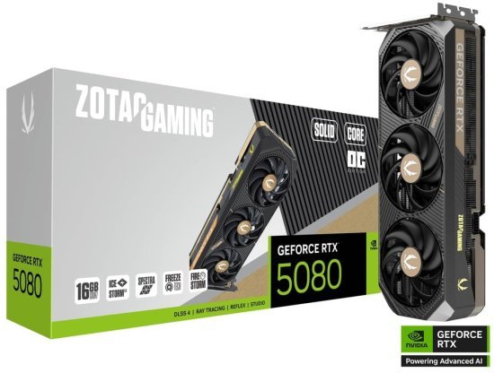 כרטיס מסך ZOTAC Gaming RTX 5080 Solid Core OC 16GB GDDR7