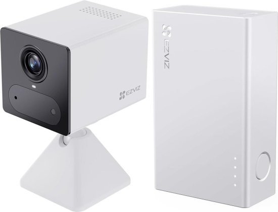 מצלמת ביתית חכמה עם סוללת גיבוי Ezviz CB2 4G 3MP - צבע לבן